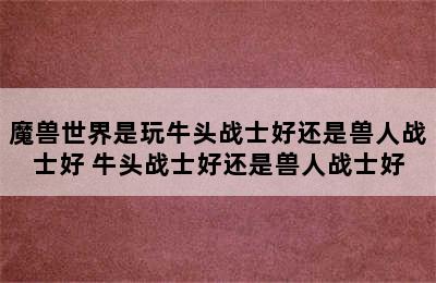 魔兽世界是玩牛头战士好还是兽人战士好 牛头战士好还是兽人战士好